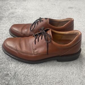 Ecco Shoes Mens Size 9 Brown Leather Oxford Business Casual Shock Point Comfort